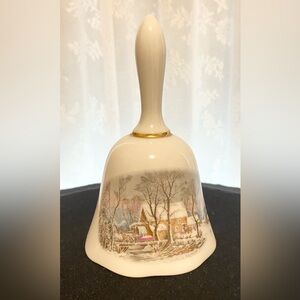 Collectible 1978 AVON Porcelain Bell; Currier & Ives “Old Grist Mill” Painting